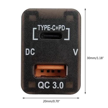 Автомобильное Зарядное Устройство Type-C + PD QC3.0 с Двойным USB-Адаптером, Гнездо для Приборной панели, Вольтметр для Toyota Camry Landcruiser Prado