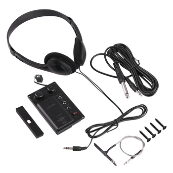 2X Пьезоэлектрических Бесшумных звукоснимателя для электроскрипки с наушниками и набором кабелей для подключения