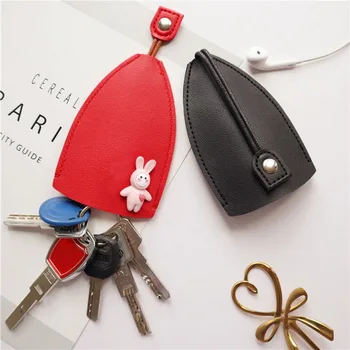 Унисекс-брелок для ключей, милая кожаная сумка для ключей, мини-универсальный автомобильный брелок для ключей, Мультяшный Кролик, кошельки для ключей, ключницы