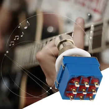 9-контактный 3PDT Педаль Гитарных Эффектов Коробка Stomp Foot Металлический Переключатель True Bypass синий Практичный Металлический Переключатель Гитарные Аксессуары