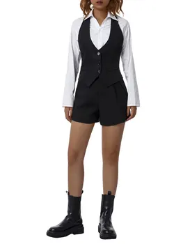 Женская винтажная уличная одежда в готическом стиле, блузка, жилет без рукавов с V-образным вырезом и бретельками, топ на бретелях, облегающий жилет Y2K, куртка
