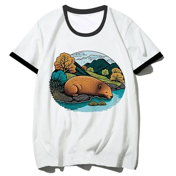 Женская футболка Capybara top с графическим рисунком для девочек y2k забавная одежда