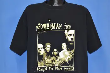 футболка Метал-рок-группы Powerman 5000 90-х годов Tonight the Stars Revolt