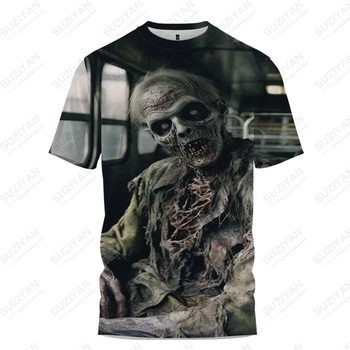 Мужская футболка с 3D принтом Ужасного Зомби, Летняя Модная Простая футболка с коротким рукавом, Топы, Популярная уличная футболка, Одежда