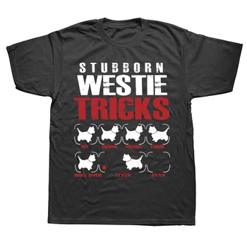 Футболка Stubbish Westie Tricks, Забавная уличная одежда с изображением собаки Westie, Подарки на день рождения с коротким рукавом, Летняя футболка, мужская одежда