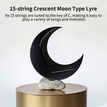 15-струнная лира типа Crescent Moon C клавишной арфой Портативные струны из стальной проволоки Lyre