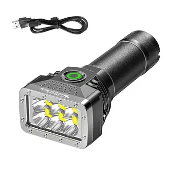 Мощный светодиодный фонарик с перезаряжаемым факелом Zoom Hand для кемпинга, пеших прогулок, экстренного использования дома на открытом воздухе.