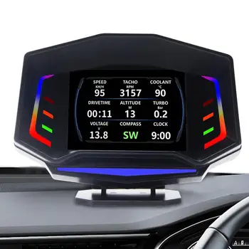 HUD-дисплей Для Автомобилей OBD2 Универсальный Автомобильный Головной дисплей HUD Универсальный Головной Дисплей Для Автомобиля Большой ЖК-дисплей HUD С