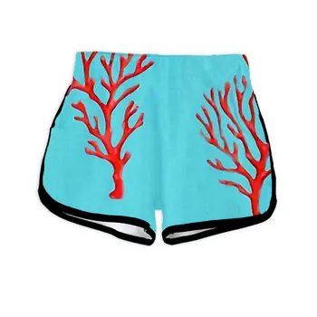 Летние Женские шорты с коралловым принтом Освежают, повседневны, удобны и красивы в носке