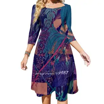 Расклешенное платье Zaba, платье с квадратным вырезом, Элегантное Женское Модное платье с принтом Zaba Glass Animals