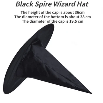 Шляпа для Хэллоуина из черной ткани Оксфорд, шляпа волшебника, реквизит для макияжа, костюм, шляпа ведьмы