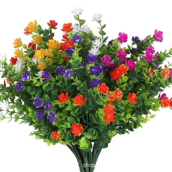 7 тростей, эвкалипт, камелия, искусственный цветок, Искусственный поддельный цветок, Пластиковый цветок, защита от солнца, свадебное украшение, искусственное растение