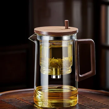 Чайник из термостойкого стекла, Фильтрующий чайник с одной кнопкой, Бытовой чайник, Удобный Нагреваемый фильтр, китайский Чайный сервиз