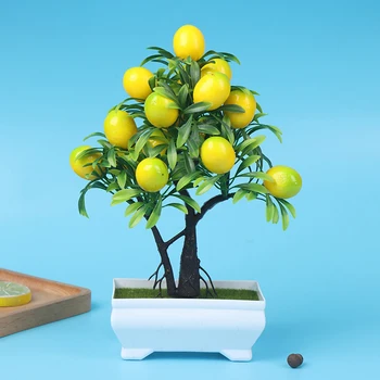 Искусственные лимонные растения, искусственный цветок в горшке Для домашней вечеринки и украшения сада