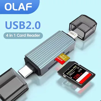кард-Ридер 4в1 Micro SD Card Reader Memory TF Card Reading Высокоскоростная Передача Данных Cardreader Для Планшетов iphone Samsung Ноутбуков