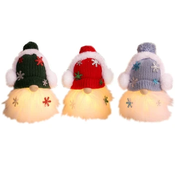 Куклы-шляпки из 3 предметов, связанные спицами, со светящимися светодиодными лампочками, Рождественское украшение для праздничного декора