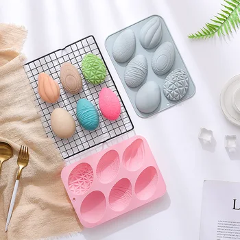Силиконовая форма для шоколада с 6 полостями, 3D форма для пасхальных фантазийных яиц, забавные инструменты для выпечки конфетного торта, самодельный кухонный инструмент 
