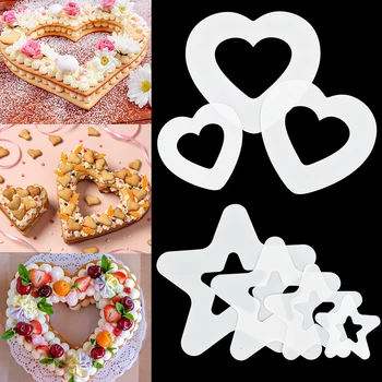 Трафареты для торта в форме сердца Звезды Ромба Шаблоны для выпечки Кондитерские Украшения Свадьба День Рождения DIY Инструменты для выпечки Аксессуары