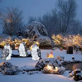 Светящиеся Рождественские украшения в виде Пингвинов, светодиодный ночник, Подарок для Рождественской вечеринки, Украшение для наружного освещения комнаты, Домашний декор Holi K1G5