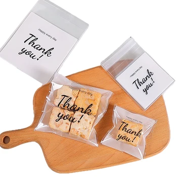 100шт Пластиковые Пакеты Thank you Cookie & Candy Bag Самоклеящиеся Для Свадьбы, Дня Рождения, Подарочной Упаковки Для Выпечки Печенья