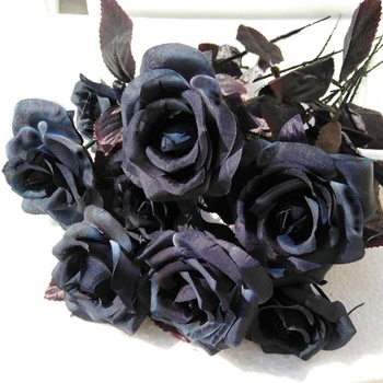 Искусственная роза искусственный цветок Черный одиночный свадебный имитационный цветок Украшение интерьера Цветок Разноцветные искусственные цветы I