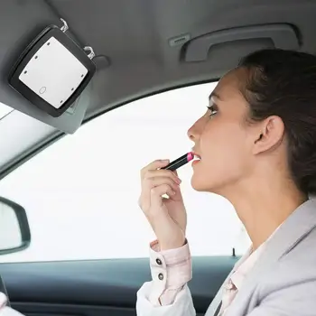 Автомобильное зеркало с солнцезащитным козырьком HD LED Зеркало для макияжа В салоне с сенсорным переключателем для пальцев Универсального зеркала