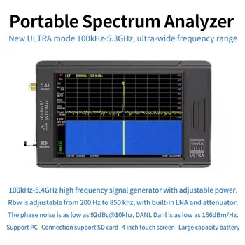 Портативный миниатюрный анализатор спектра 100 кГц-5,3 ГГц с 4-дюймовым сенсорным экраном RF Tinysa Ultra Spectrum Analyzer с аккумулятором емкостью 3000 мАч