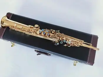 Профессиональный новый высокочастотный прямой саксофон Bb brass золотая модель 901 abalone key деревянный духовой инструмент с аксессуарами