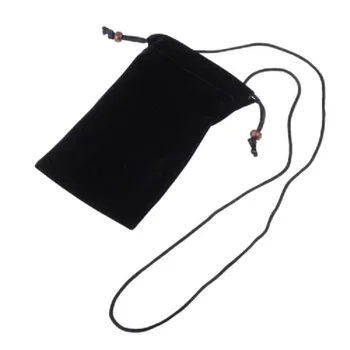 для vivo S17 (2023) Чехол с цепочкой и петлей, фланелевая сумка для переноски из мягкой ткани - черный