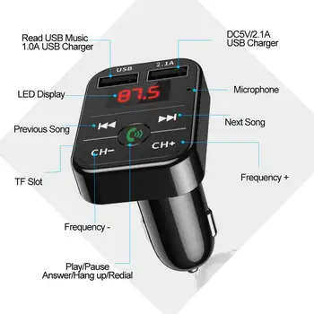 Автомобильный комплект Bluetooth, FM-передатчик, ЖК-MP3-плеер с доступной автоматической картой памяти, зарядное устройство для прямой доставки, USB-радио A7Q4