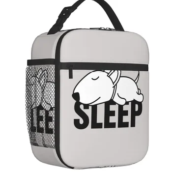 Спящий Бультерьер, Термоизолированные сумки для ланча, женские сумки с мультяшными животными, Сменная сумка для ланча для детей, школьный ящик для хранения продуктов питания