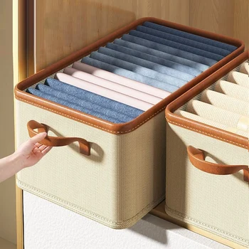 Ящики для хранения одежды в шкафу С ручками из искусственной кожи, складной ящик, органайзер для одежды Для организации гардероба