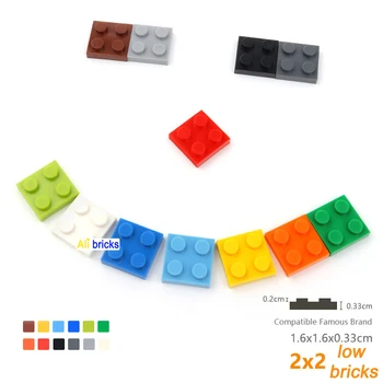 40 шт./лот DIY блоки Строительные Кирпичи Тонкие 2X2 Обучающие строительные игрушки для детей, совместимые с размером 3022