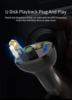FM-Передатчик Bluetooth Автомобильный Беспроводной Радиоадаптер MP3 Музыкальный Плеер С Двойным Зарядным Устройством USB QC3.0 U Диск / TF Карта Музыка Без Потерь